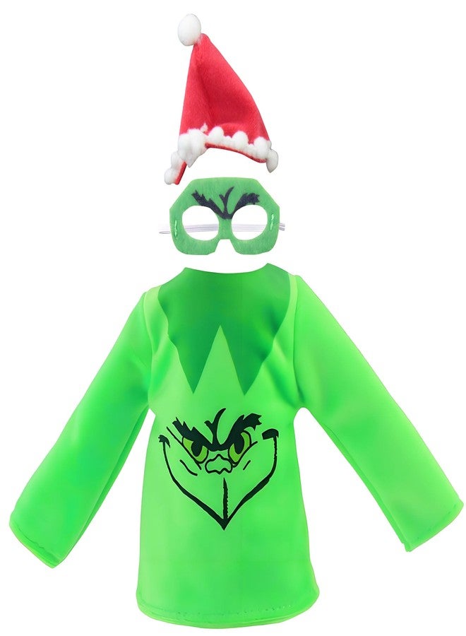 AimatRun Christmas Elf Doll Accessories Kit，Holiday Elf Doll Clothes Outfit Include Green Clothes Eye Mask - Image 1